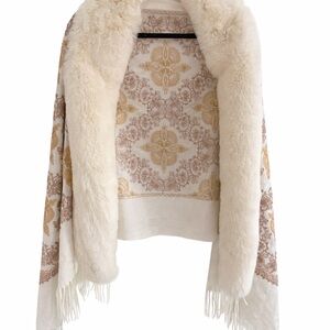 La Fiorentina Cream with gold and brown Embroidery Shawl